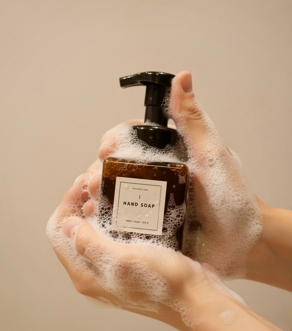 Reusable foaming soap dispenser plastic-free refill bottle