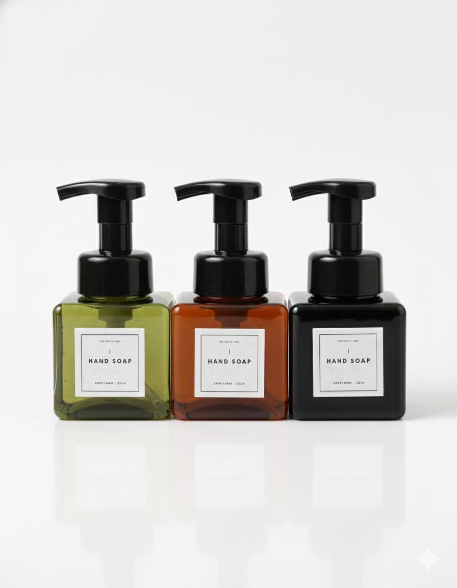 Reusable foaming soap dispenser plastic-free refill bottle